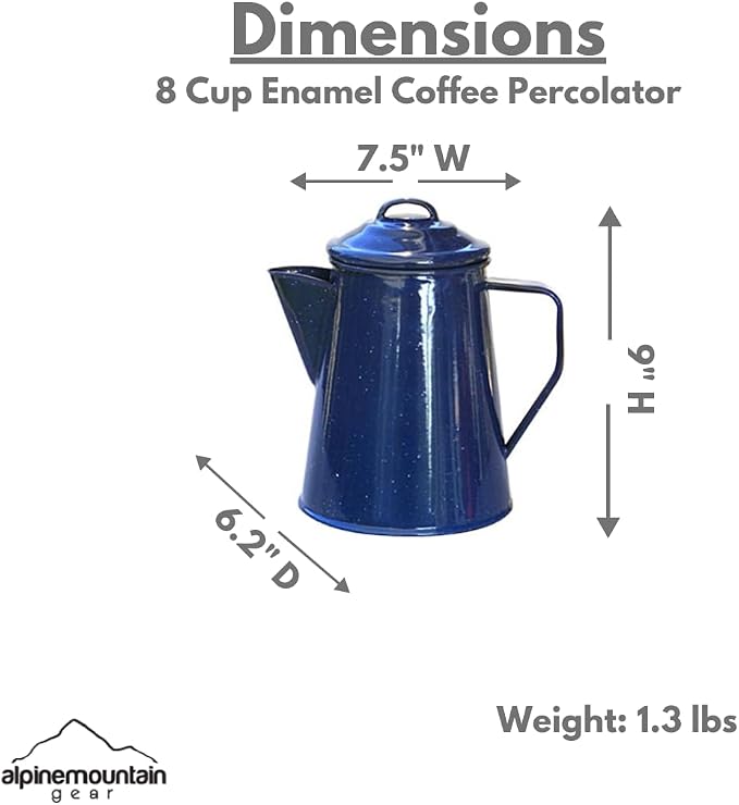 Scratch & Dent Promo - 8 Cup Camping Enamel Coffee Percolator