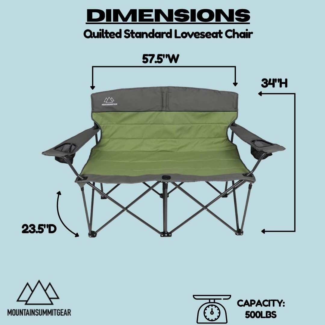 Quilted Camping Double Loveseat Chair - Low and Standard Height