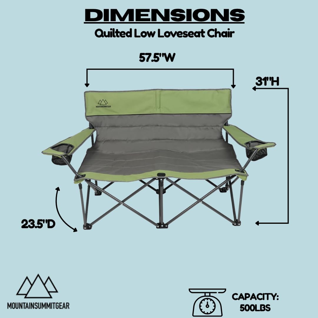 Quilted Camping Double Loveseat Chair - Low and Standard Height