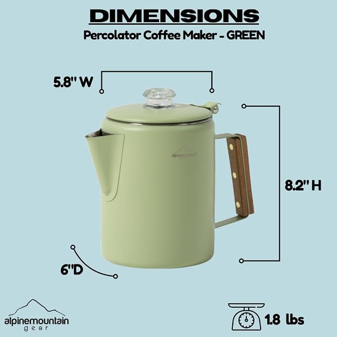 Scratch & Dent Promo - 9 Cup Painted Steel Percolator - Green
