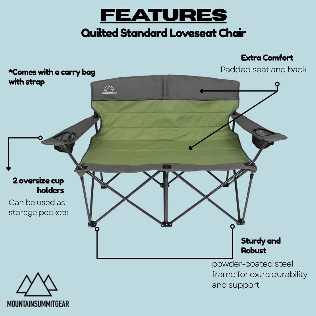 Quilted Camping Double Loveseat Chair - Low and Standard Height