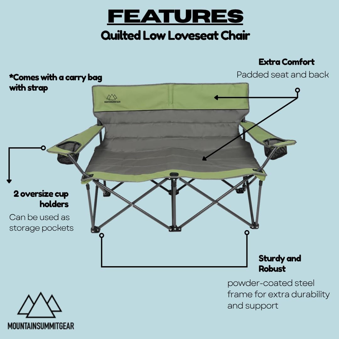 Quilted Camping Double Loveseat Chair - Low and Standard Height