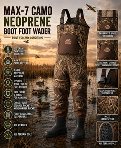 Caddis Waterfowl MAX-7 Camo Neoprene Bootfoot Wader detail