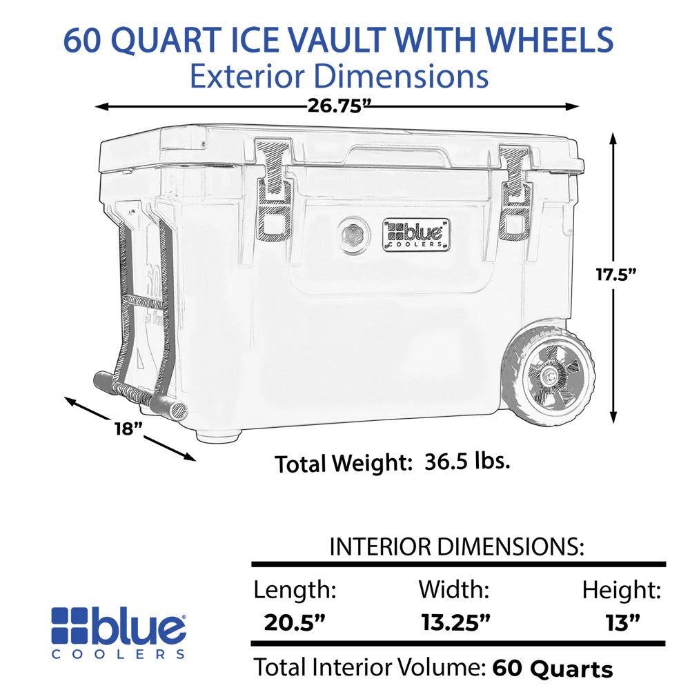 60 Quart Ice Vault Roto-Molded Cooler with Wheels – Caddis Sports