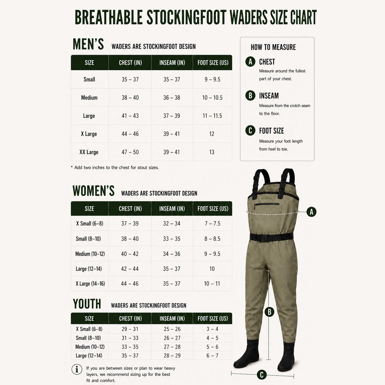 Caddis Men's 2-Tone Taupe Deluxe Breathable Stocking Foot Wader
