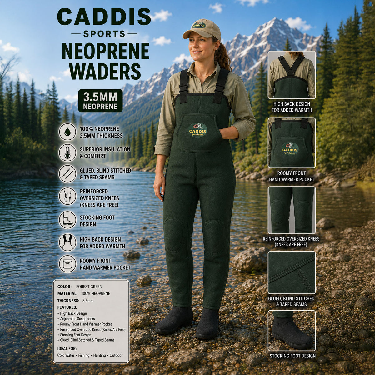 CADDIS Women's Neoprene Stockingfoot Waders - Forest Green