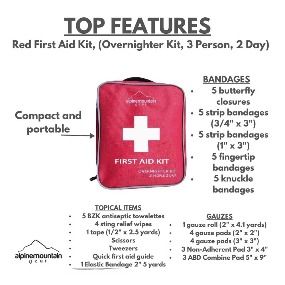 First Aid Kit - Compact Emergency Medical Kit with Bandages, Gauze, and More