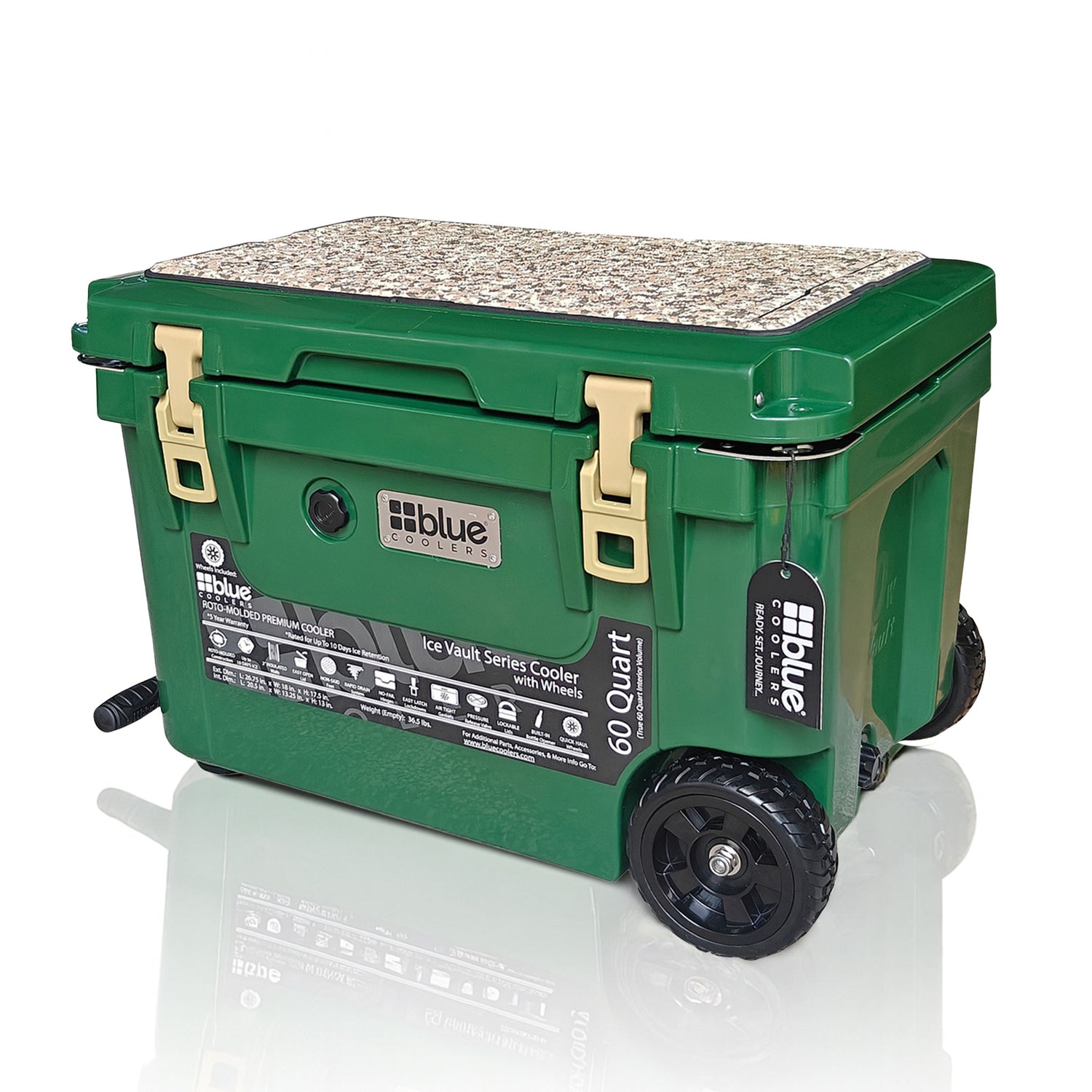 60-Quart Ice Vault Cooler – Limited Edition Green w/ Camo Topper - Promo