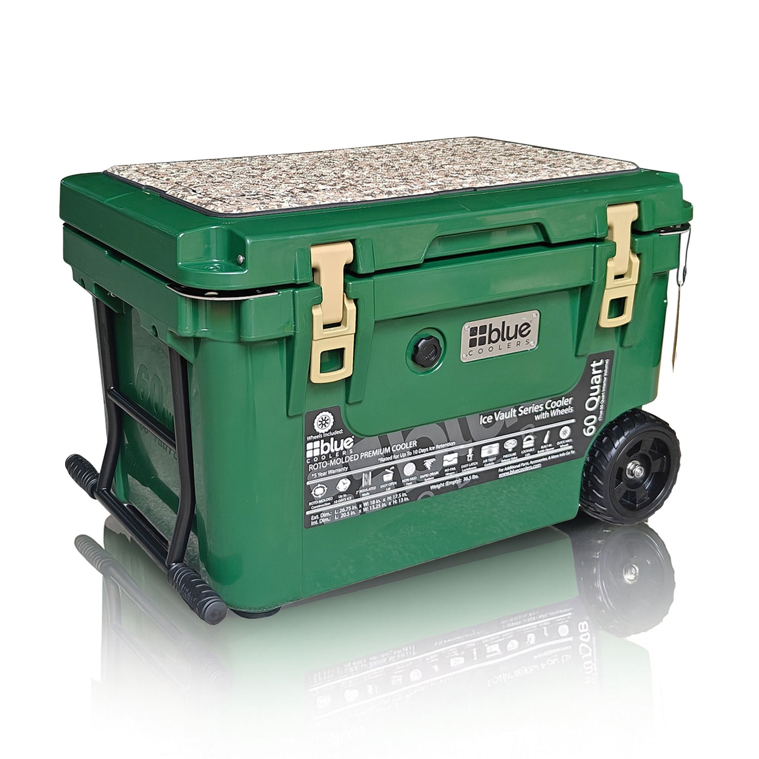 60-Quart Ice Vault Cooler – Limited Edition Green w/ Camo Topper - Promo