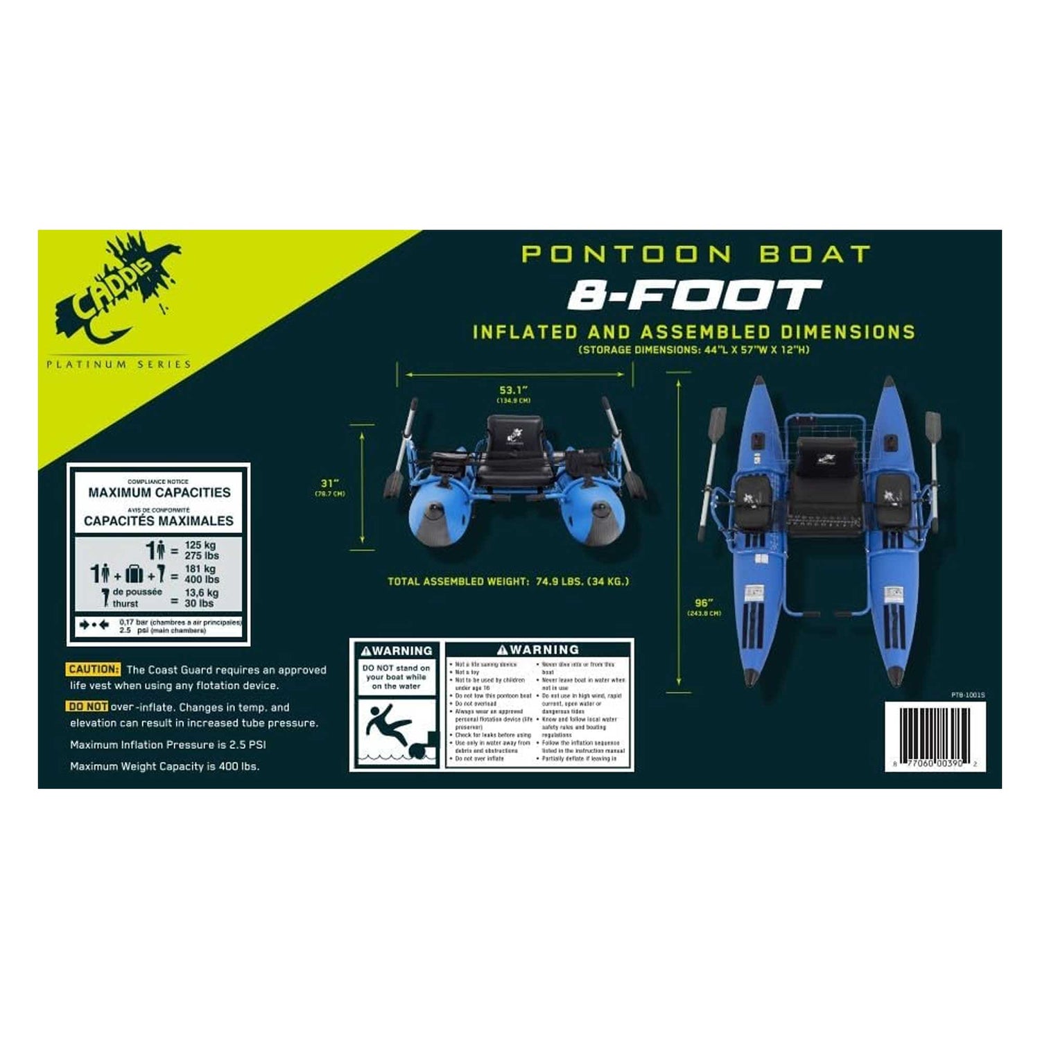 8 ft. Pontoon Boat - Steel Frame