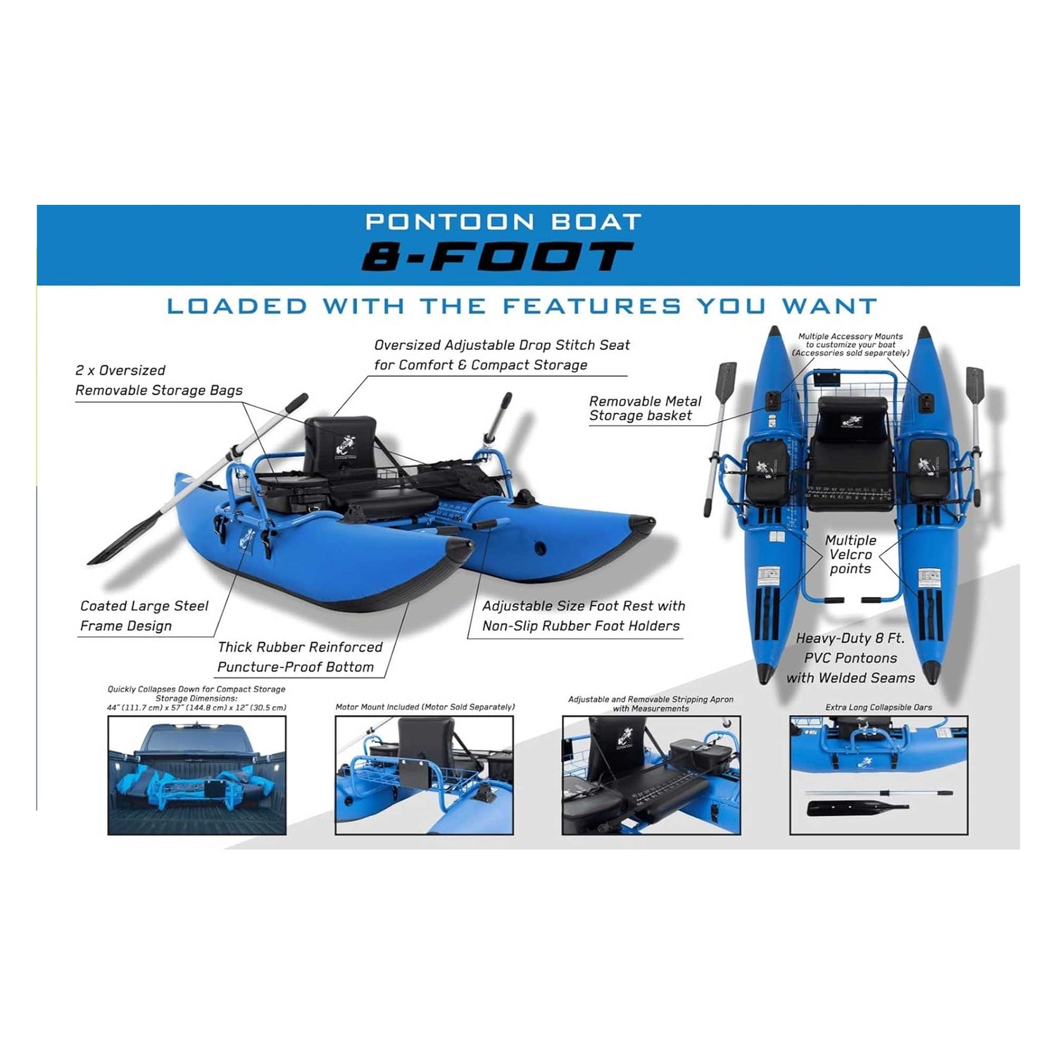 8 ft. Pontoon Boat - Steel Frame