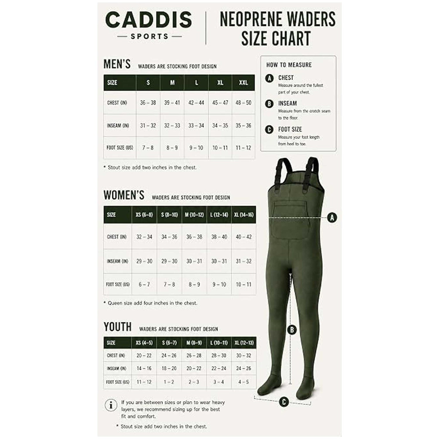 CADDIS Women's Neoprene Stockingfoot Waders - Forest Green